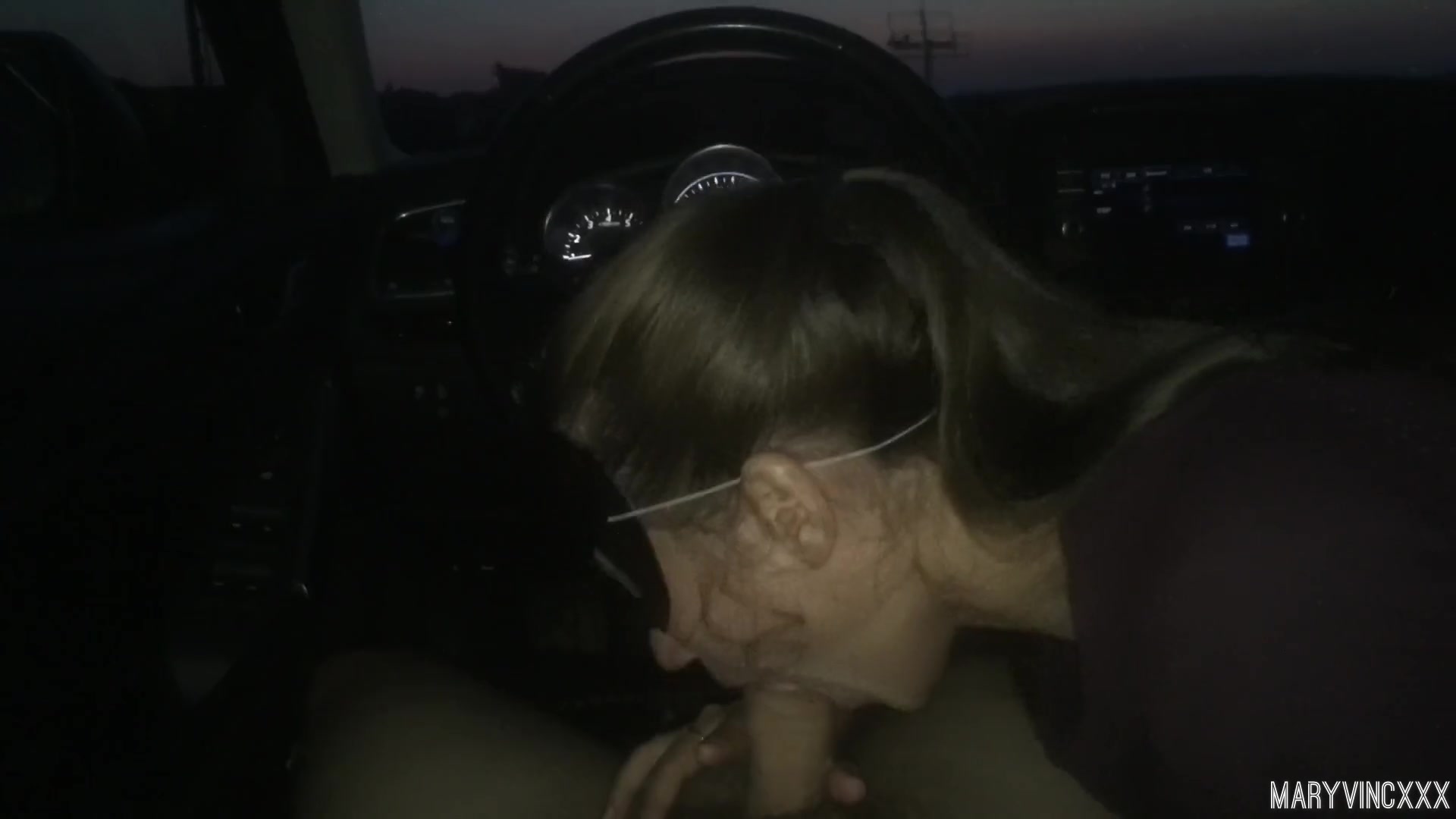 Cum in Teen Mouth after Epic Handjob in Car  Public Blowjob