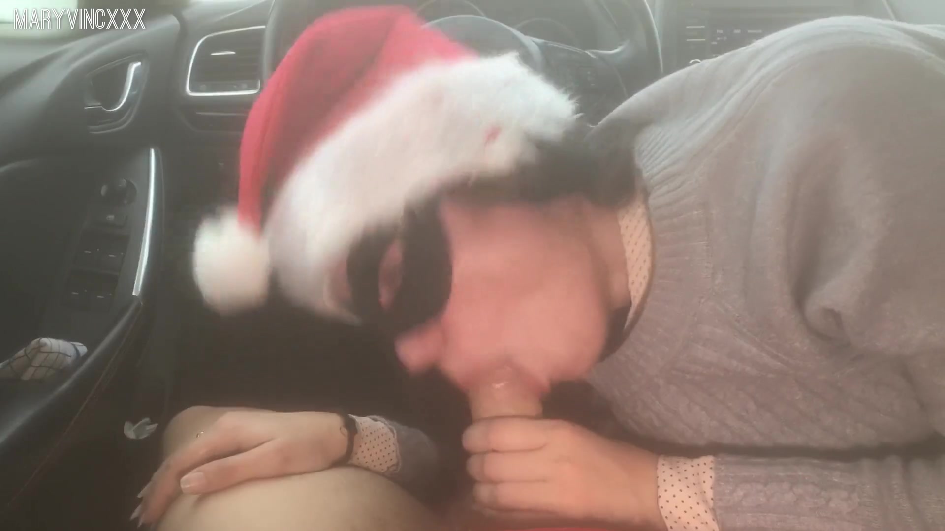 Cum Swallow for Xmas in the Car