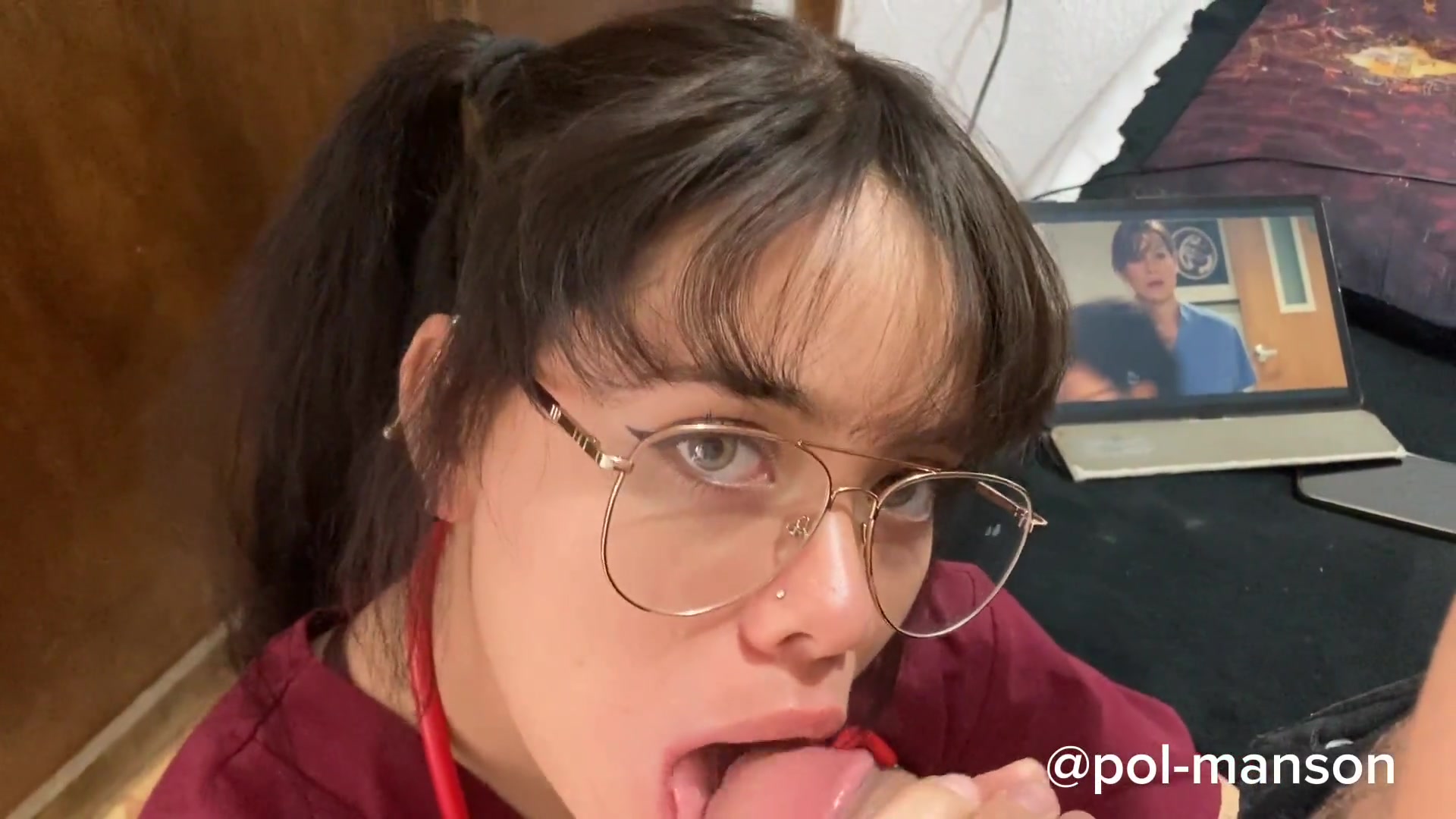 greeneyedfoxy – Cute doctor with pigtails gives me deepthroat blowjob