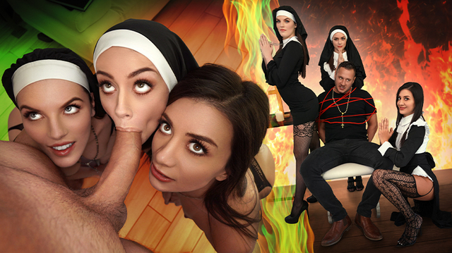 Natalie Brooks, Selena Love, Fiona Frost – Three Horny Nuns Fuck the Devil Out of Him – 05/04/25